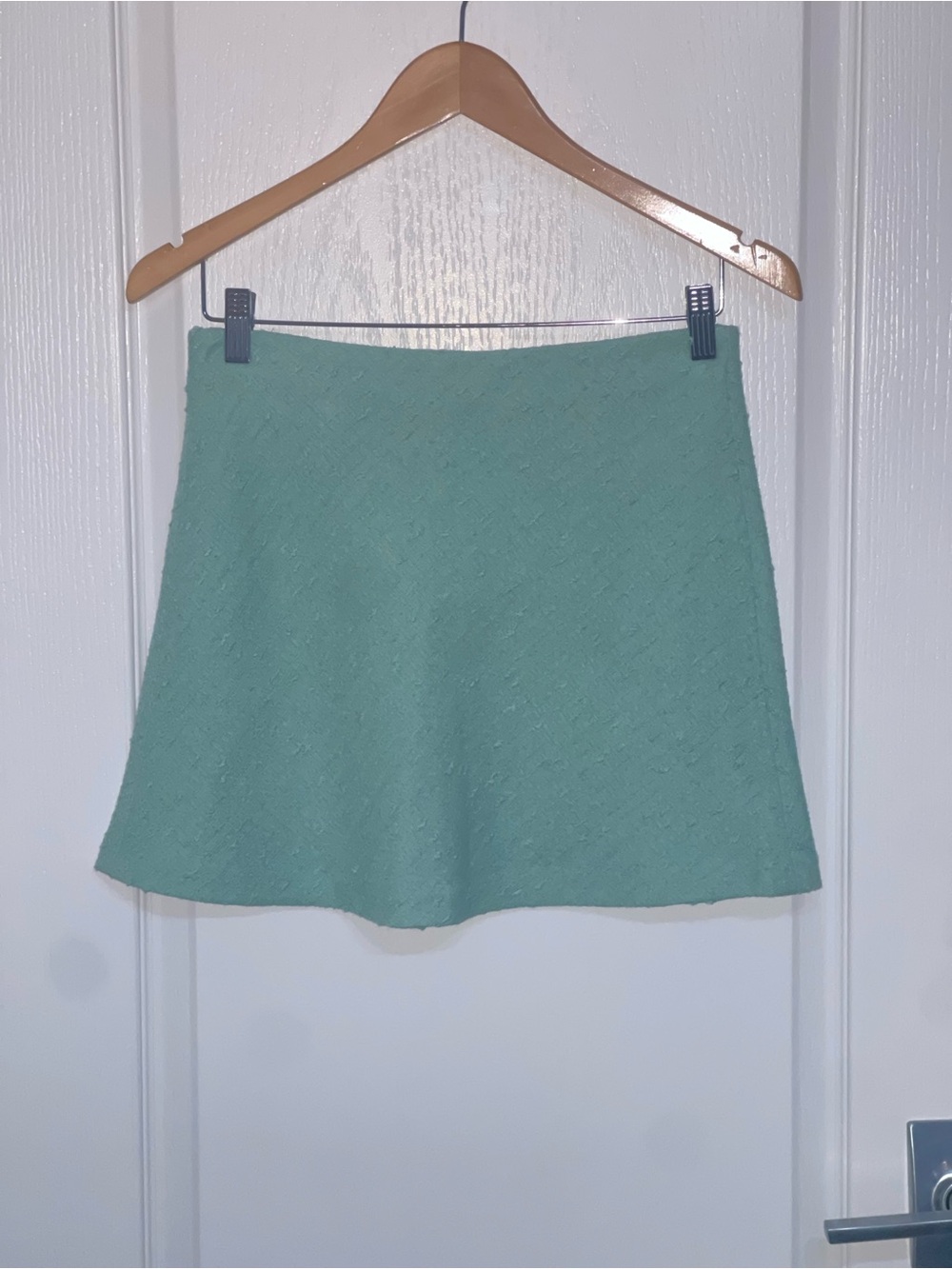 ZARA Aquamarine Turquoise Teal Green Blue Textured Jacket Tweed Skirt Set Small - Picture 11 of 14